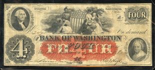 Bank of Washington, N.C. four dollar note